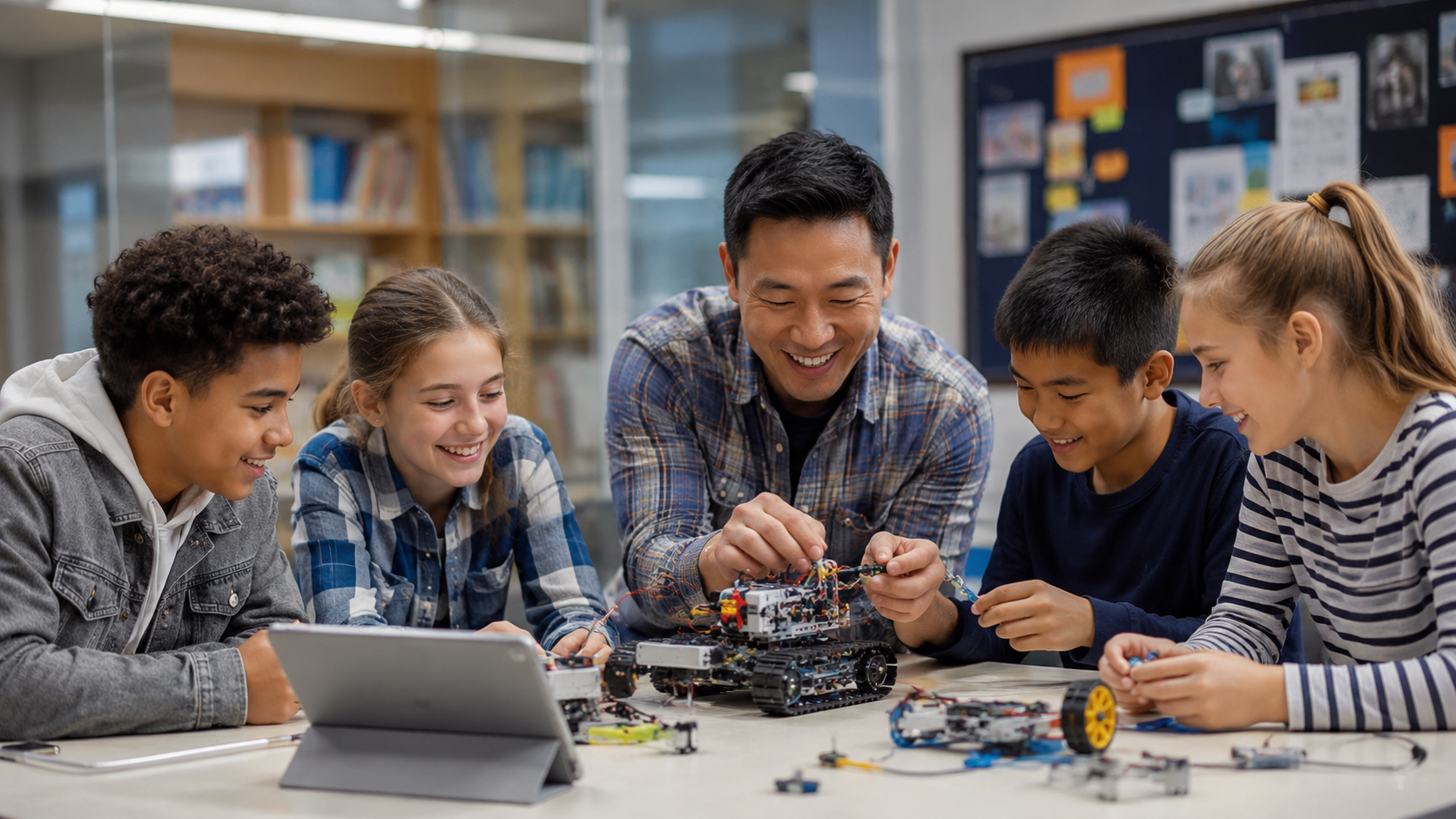 AI-powered classroom with interactive smart whiteboard